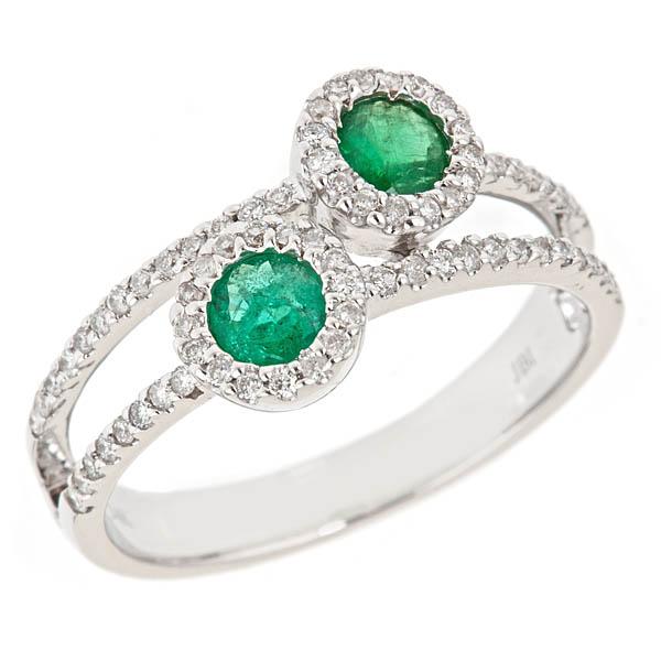 View 14Kw or y/14kr Gold Emerald Ring