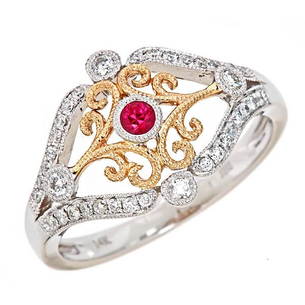 View 14Kw or y/14kr Gold Ruby Ring