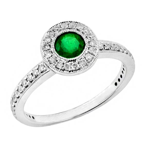 View 14Kw or y/14kr Gold Emerald Ring