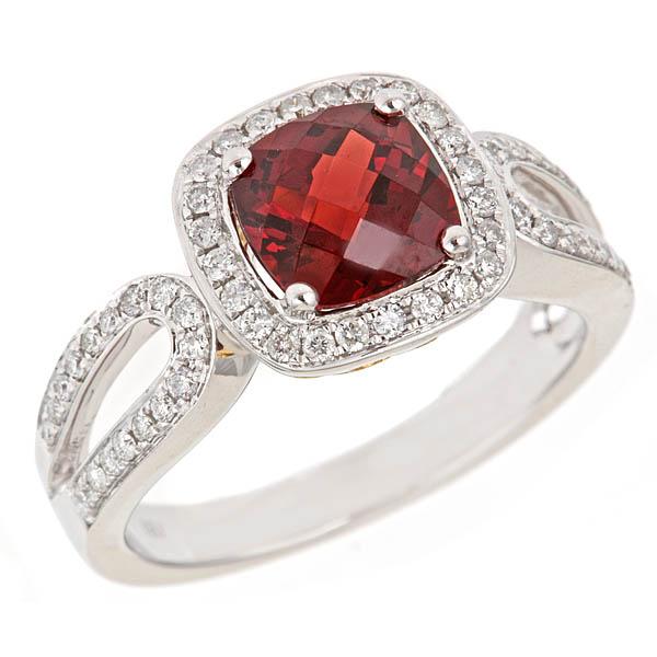 View 14Kw or y/14kr Gold Garnet Ring