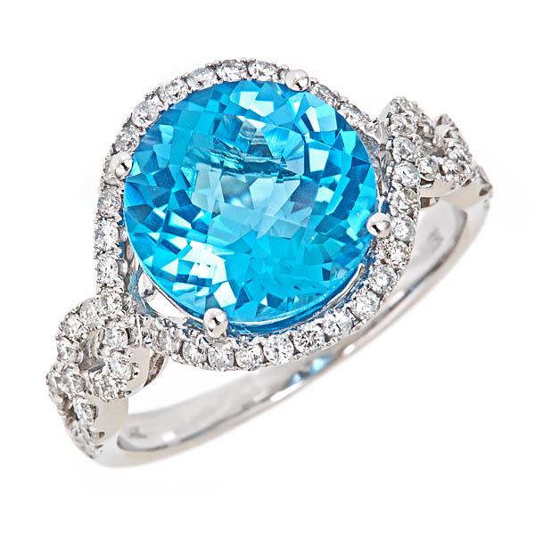 View 14Kw or y/14kr Gold Blue Topaz Ring