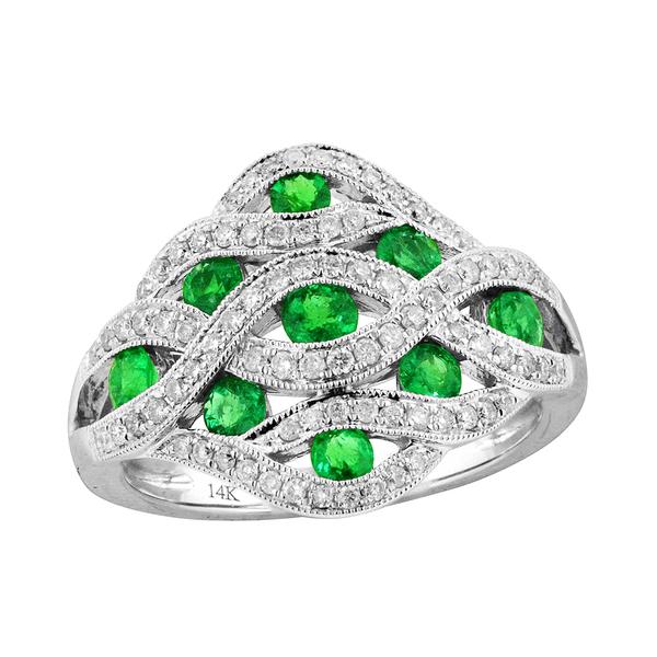 View 14Kw or y/14kr Gold Emerald Ring