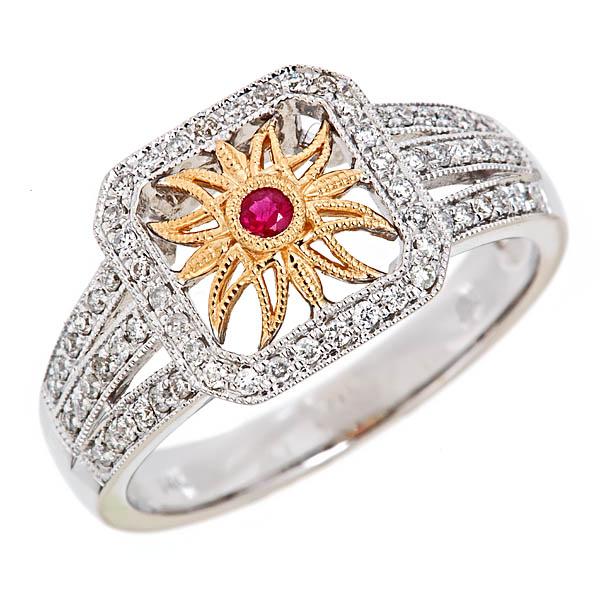 View 14Kw or y/14kr Gold Ruby Ring