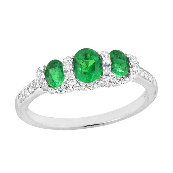 View 14Kw or y/14kr Gold Emerald Ring