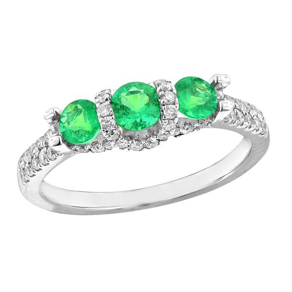 View 14Kw or y/14kr Gold Emerald Ring