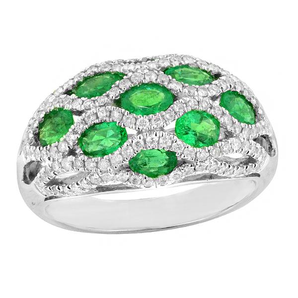 View 14Kw or y/14kr Gold Emerald Ring