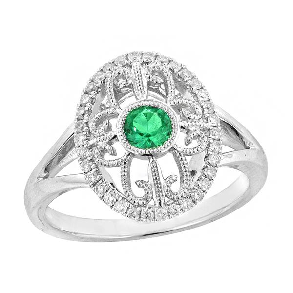 View 14Kw or y/14kr Gold Emerald Ring