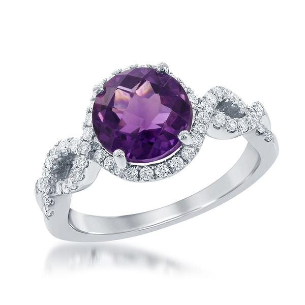 View 14Kw or y/14kr Gold Amethyst Ring