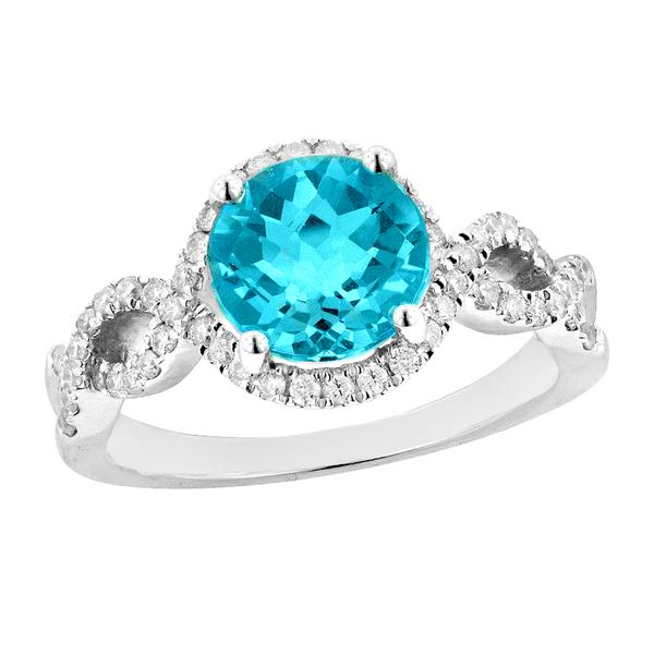 View 14Kw or y/14kr Gold Blue Topaz Ring