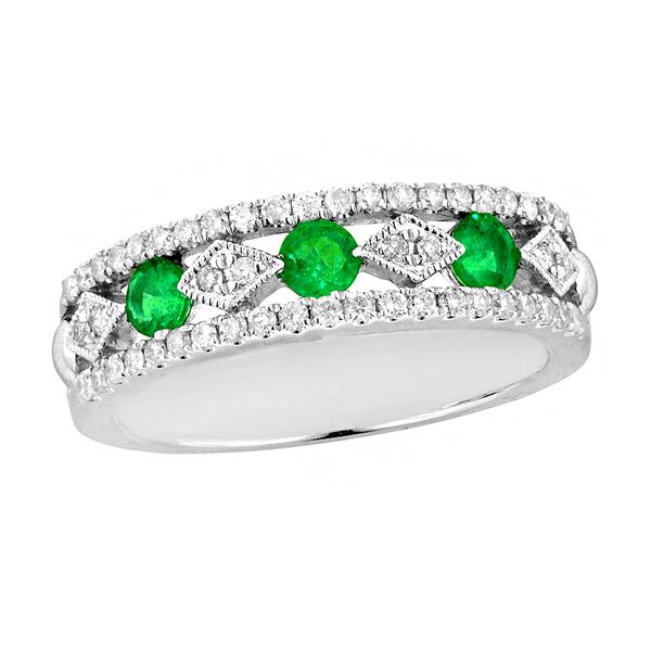 View 14Kw or y/14kr Gold Emerald Ring