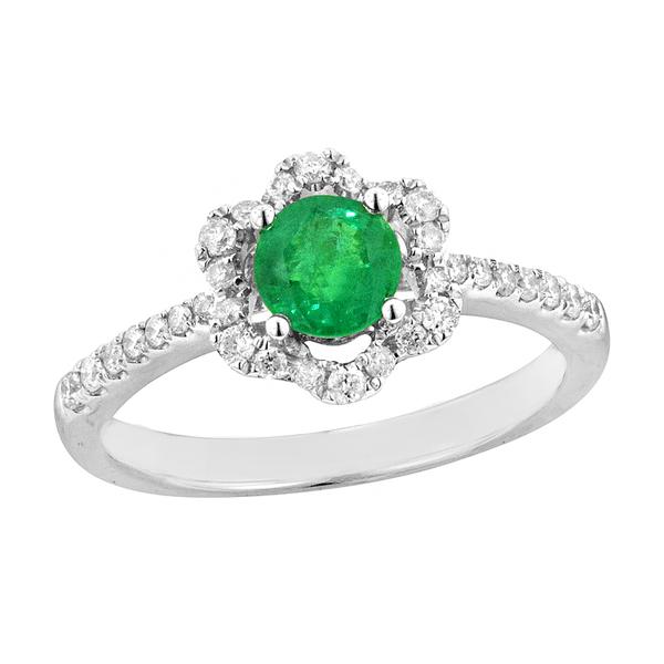 View 14Kw or y/14kr Gold Emerald Ring