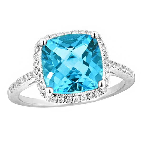 View 14Kw or y/14kr Gold Blue Topaz Ring