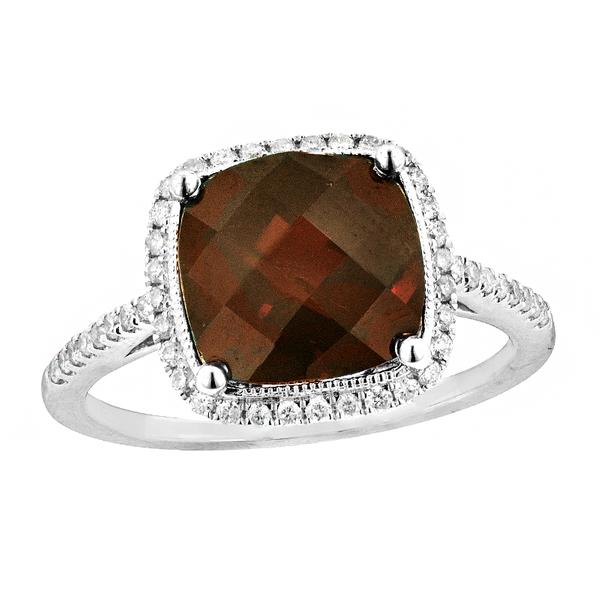 View 14Kw or y/14kr Gold Garnet Ring