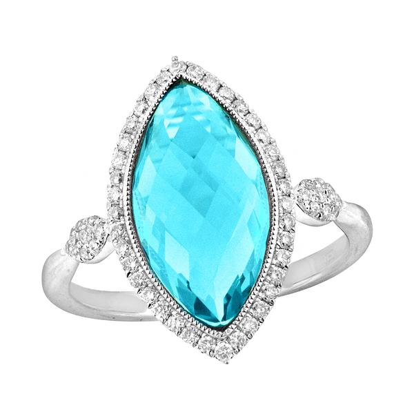 View 14Kw or y/14kr Gold Blue Topaz Ring