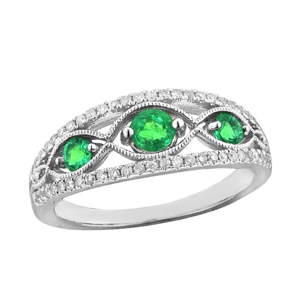 View 14Kw or y/14kr Gold Emerald Ring