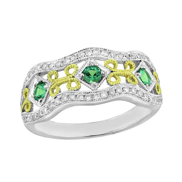 View 14Kw or y/14kr Gold Emerald Ring