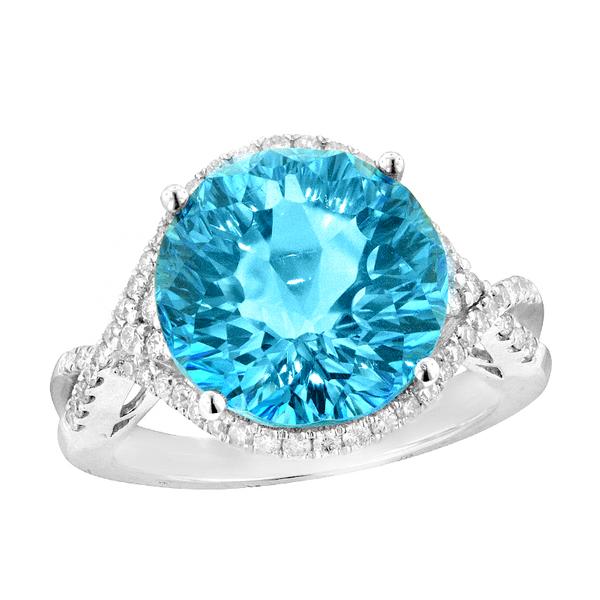 View 14Kw or y/14kr Gold Blue Topaz Ring