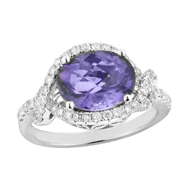 View 14Kw or y/14kr Gold Amethyst Ring