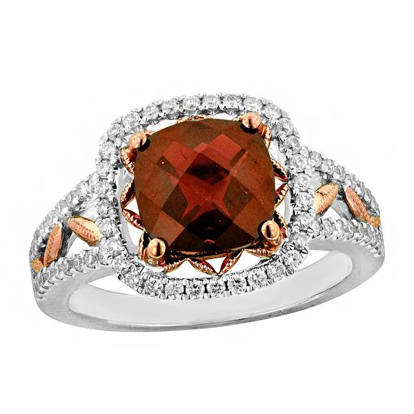 View 14Kw or y/14kr Gold Garnet Ring