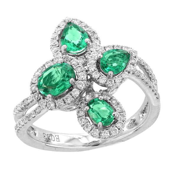 View 18Kw or 18ky/18kr Gold Emerald Ring