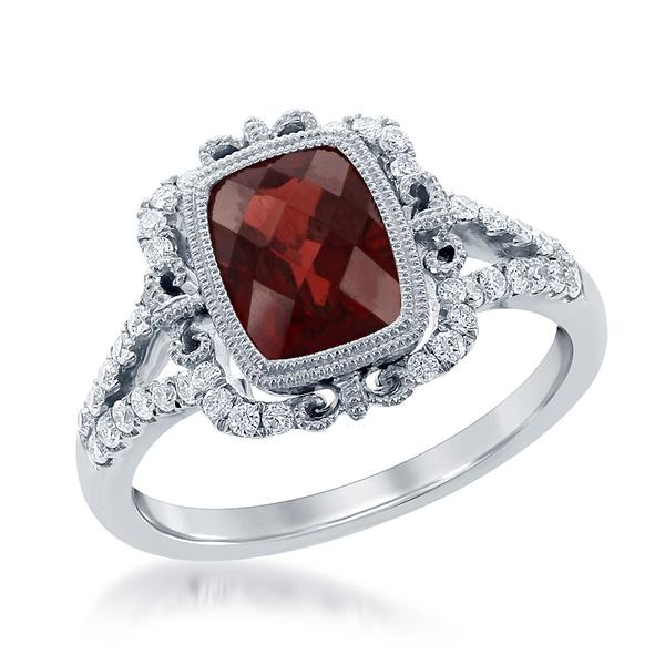 View 14Kw or y/14kr Gold Garnet Ring