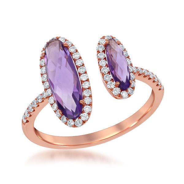 View 14Kw or y/14kr Gold Amethyst Ring