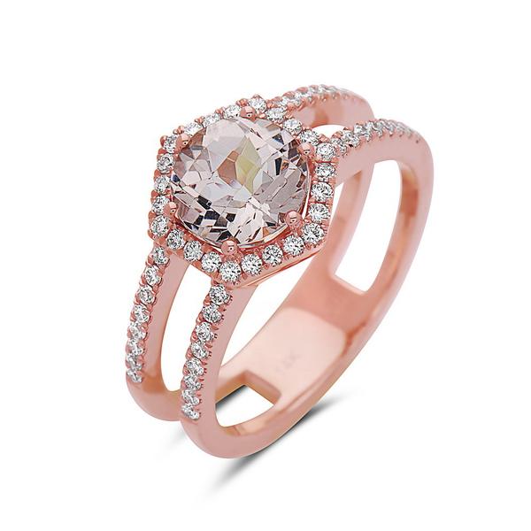 View 14Kw or y/14kr Gold Morganite Ring