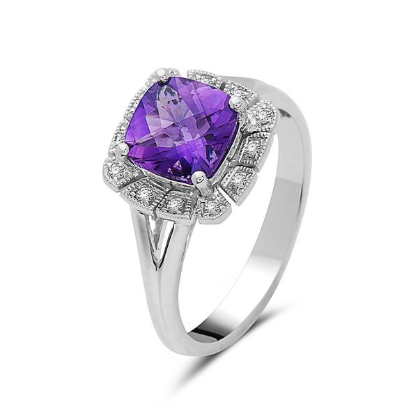 View 14Kw or y/14kr Gold Amethyst Ring