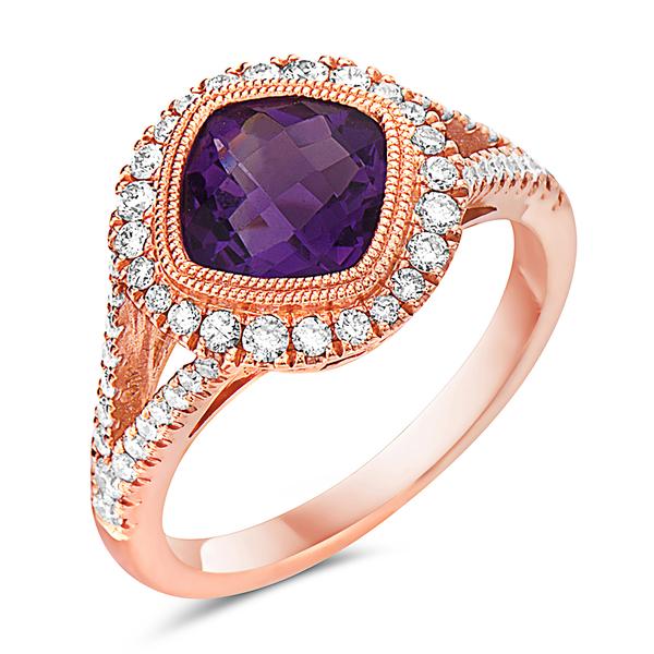 View 14Kw or y/14kr Gold Amethyst Ring