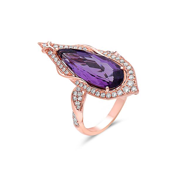 View 14Kw or y/14kr Gold Amethyst Ring