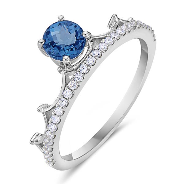 View 14Kw or y/14kr Gold Light Blue Topaz Ring