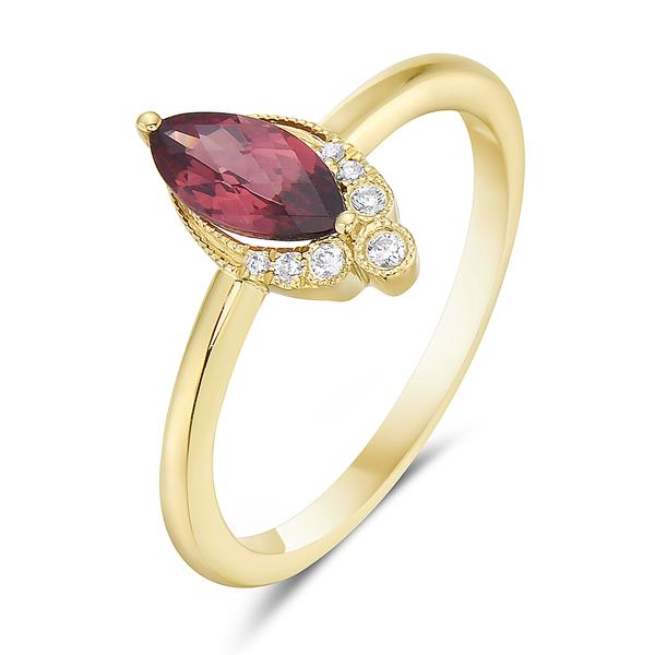 View 14Kw or y/14kr Gold Garnet Ring