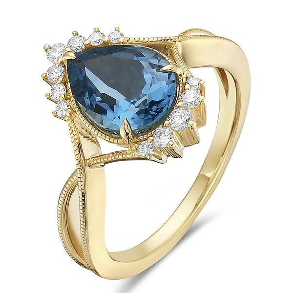 View 14Kw or y/14kr Gold Light Blue Topaz Ring