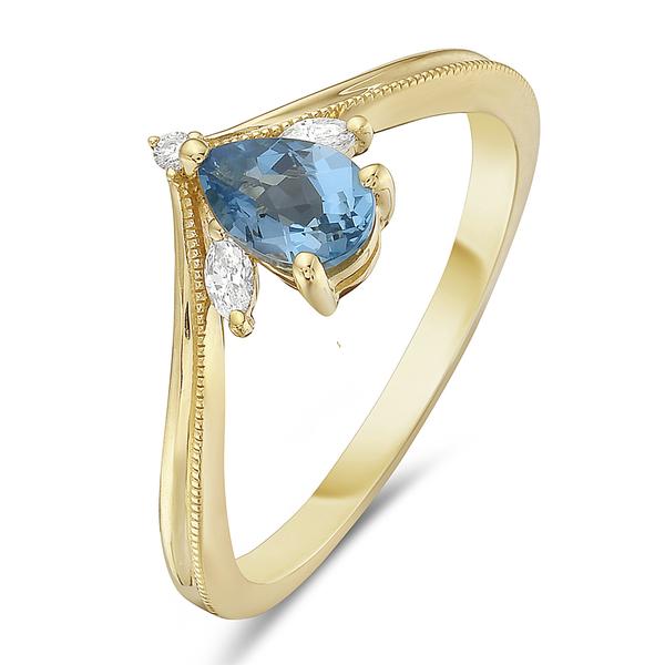 View 14Kw or y/14kr Gold Light Blue Topaz Ring