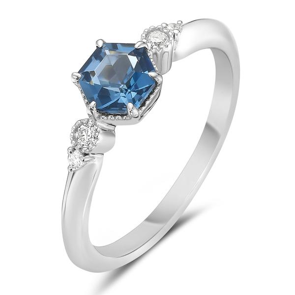 View 14Kw or y/14kr Gold Blue Topaz Ring