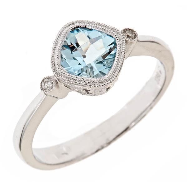 View 14Kw or y/14kr Gold Aquamarine Ring