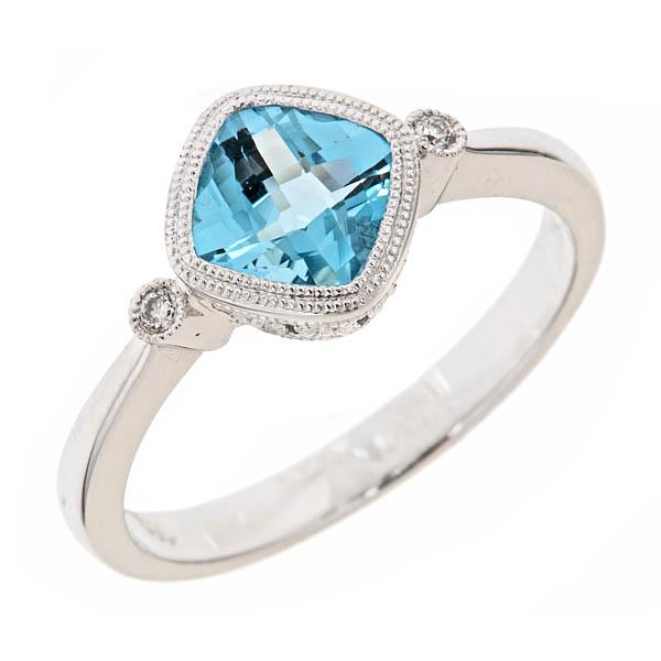 View 14Kw or y/14kr Gold Blue Topaz Ring