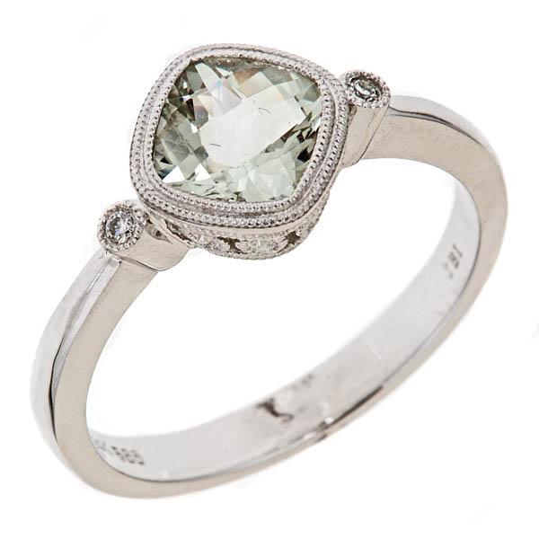 View 14Kw or y/14kr Gold Green Amethyst Ring