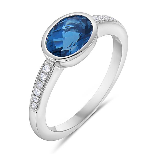 View 14Kw or y/14kr Gold Light Blue Topaz Ring