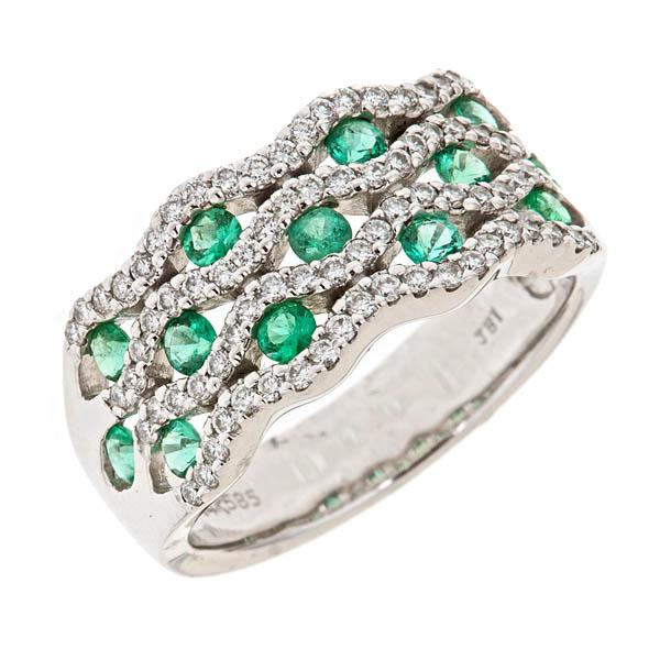 View 14Kw or y/14kr Gold Emerald Ring