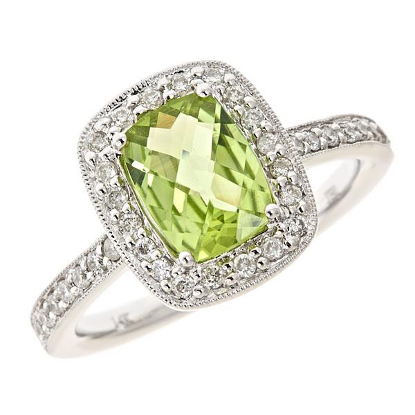 View 14Kw or y/14kr Gold Peridot Ring