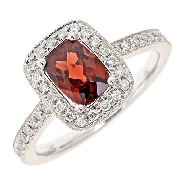 View 14Kw or y/14kr Gold Garnet Ring