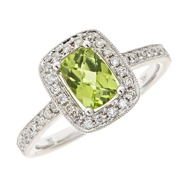 View 14Kw or y/14kr Gold Peridot Ring