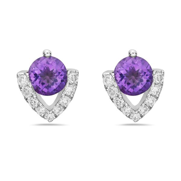 View 14Kw or y/14kr Gold Amethyst Earrings