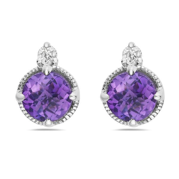 View 14Kw or y/14kr Gold Amethyst Earrings