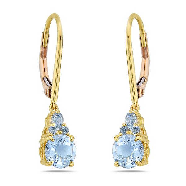 View 14Kw or y/14kr Gold Aquamarine Earrings