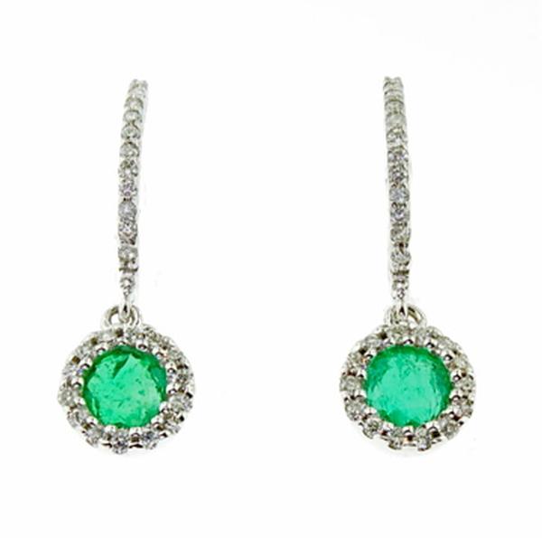 View 14Kw or y/14kr Gold Emerald Earrings