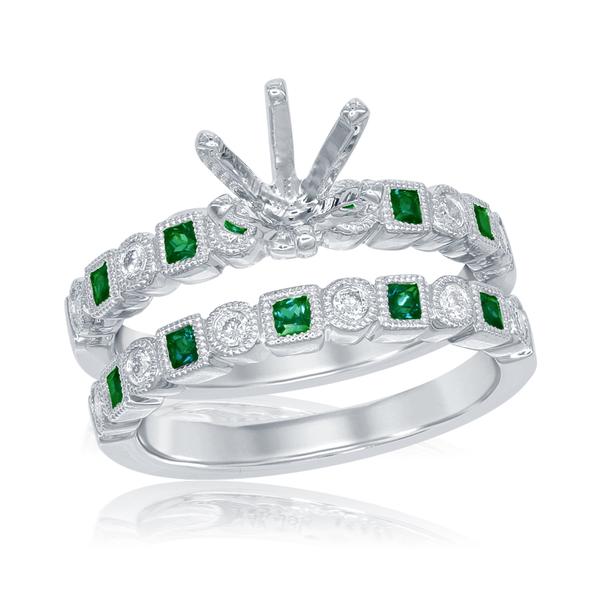 View 14Kw or y/14kr Gold Emerald Ring