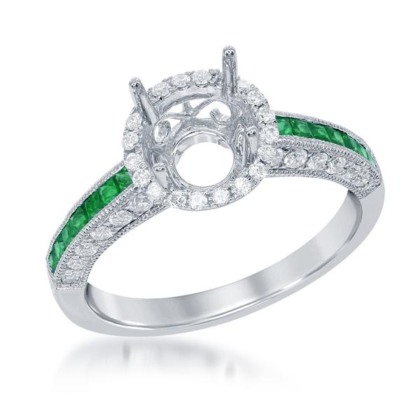 View 14Kw or y/14kr Gold Emerald Ring