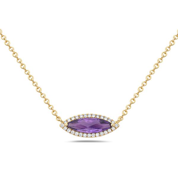 View 14Kw or y/14kr Gold Amethyst Necklace